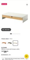 Monitorerhöhung mit Schublade (IKEA ELLOVEN) weiss/bambus