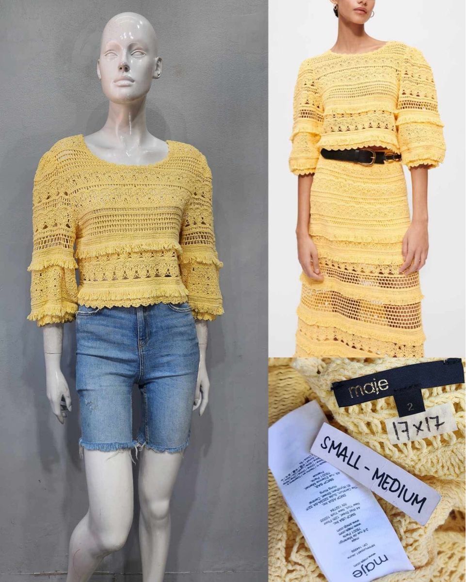 Maje Blusen: Maje Yellow Crochet Blouse – Gebraucht aus St.Josefen von lop_lh8d 1