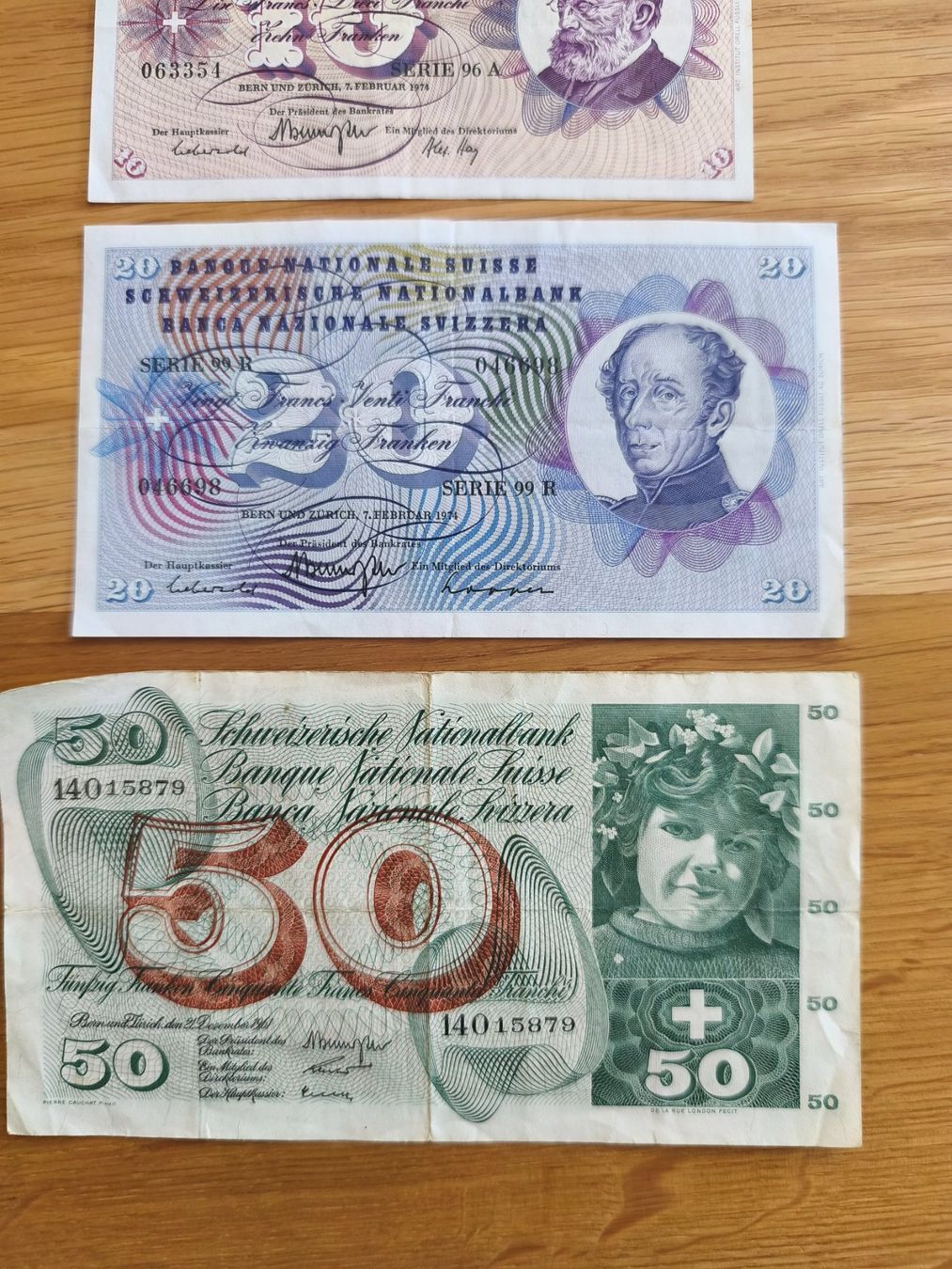 Banknoten: Schweizer Banknoten 10er, 20er, 50er – Gebraucht aus Rubigen von HEIDA_82 2