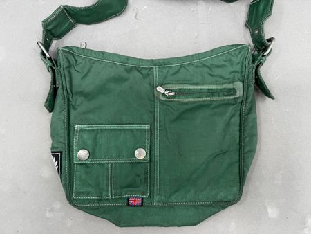 Belstaff Tasche Grün Stoff Umhängetasche Damen Herren 🔝 🟩