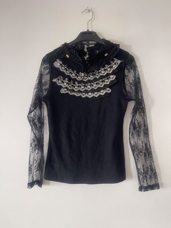 Jolie&Co Haut Noir Dentelle Manche Longue Taille S