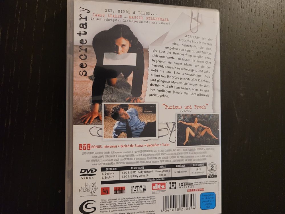 Secretary dvd mit maggie gyllenhaal und jamed spader | Kaufen auf Ricardo