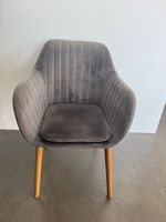 8 Stühle Polster grau Holzbeine gebraucht