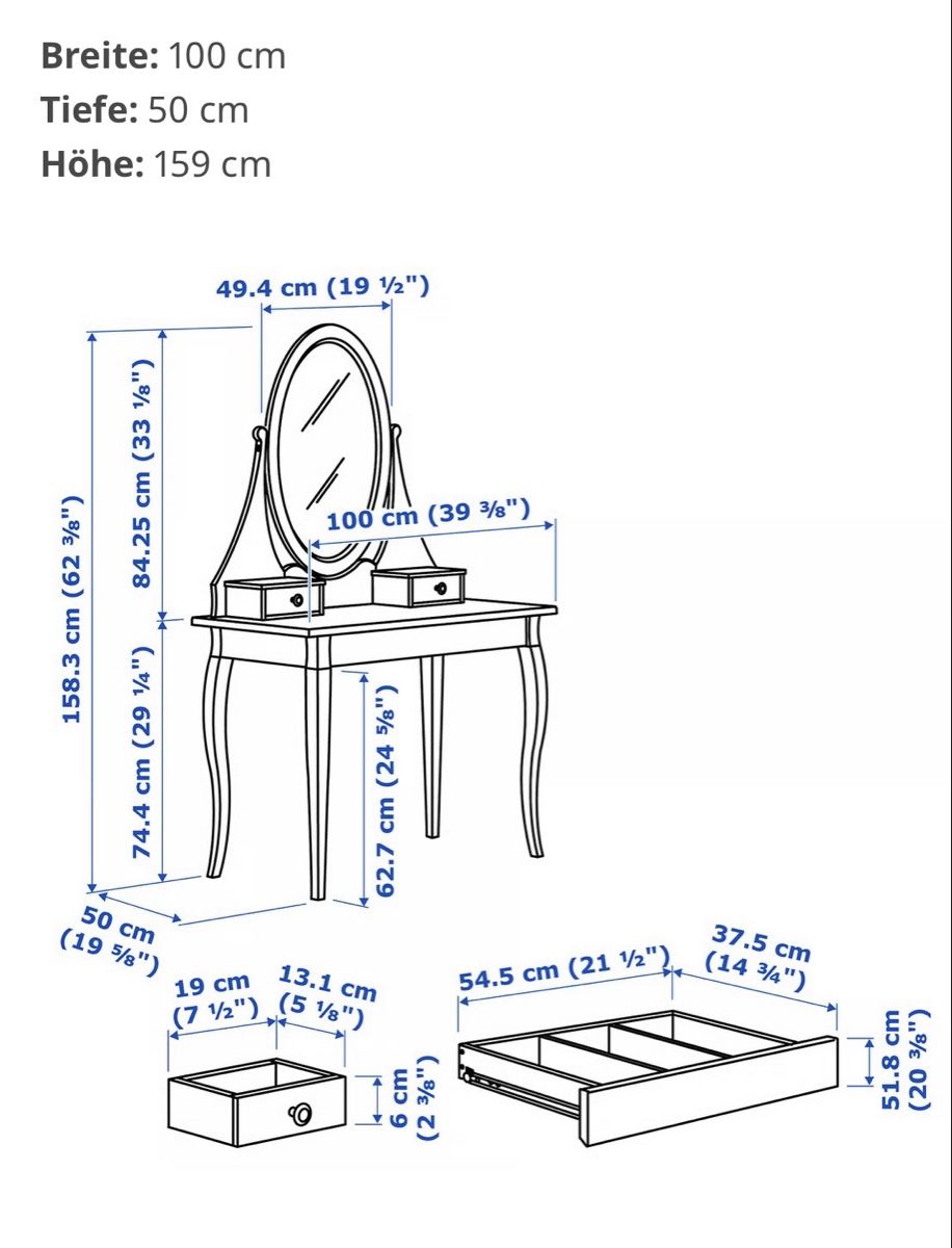 Ikea Tavoli da trucco: HEMNES Schminktisch mit Spiegel – Usato da St. Gallen venduto da lare2000 2