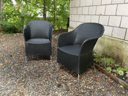 Gartenstühle Rattan schwarz 2er Set