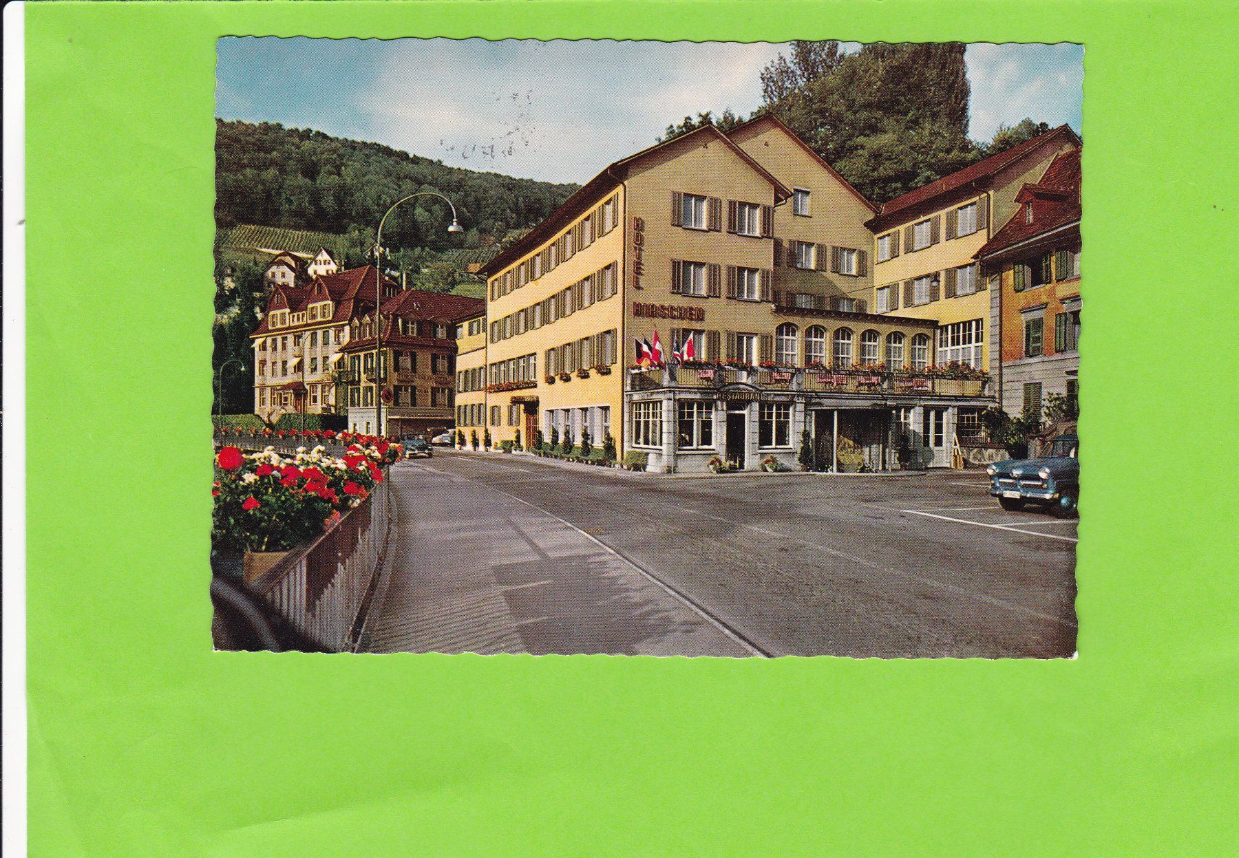 Cartoline postali: Bade-und Kurhotel Hirschen, Baden--Oldtimer – Usato da St. Peterzell venduto da neckertal
