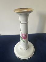 Meissen Kerzenständer Porzellan mit Goldrand und Rose gemalt