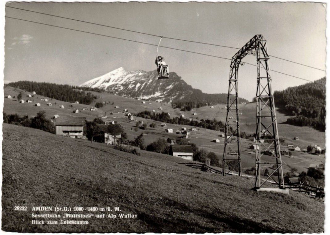 Cartoline postali: Amden - Sessellift Mattstock – Usato da Binningen venduto da Mountainrider