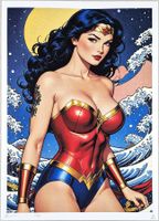 Death NYC Ltd Pop Art Druck " Hokusai Wave Wonder Woman
