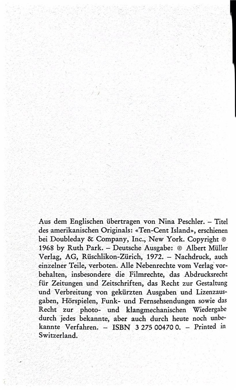 Libri: Park Ruth, Die 5-Groschen Insel – Nuovo (secondo la descrizione) da Sarnen venduto da Livres 3