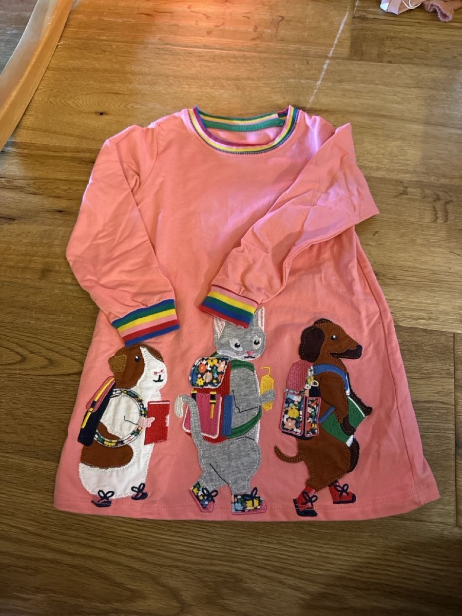 Vestiti & Gonne: Rosa Mädchen Kleid, Tiere mit Rucksack, 98 Top! – Usato da Stampa venduto da Aspirina90