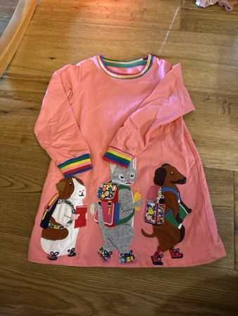 Rosa Mädchen Kleid, Tiere mit Rucksack, 98 Top!