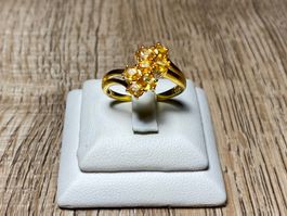 Gelber Saphir Ring 🌸💎✨925 Silber vergoldet S6