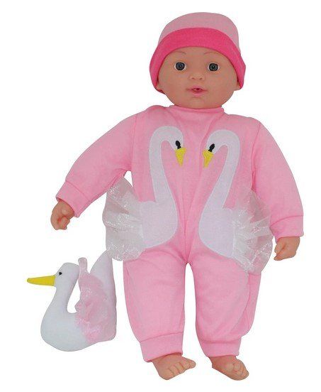 Bambole: Puppe 41 cm mit Schwan Strampelanzug – Nuovo e nell'imballaggio originale da Oensingen venduto da Liquidations-Shop 1