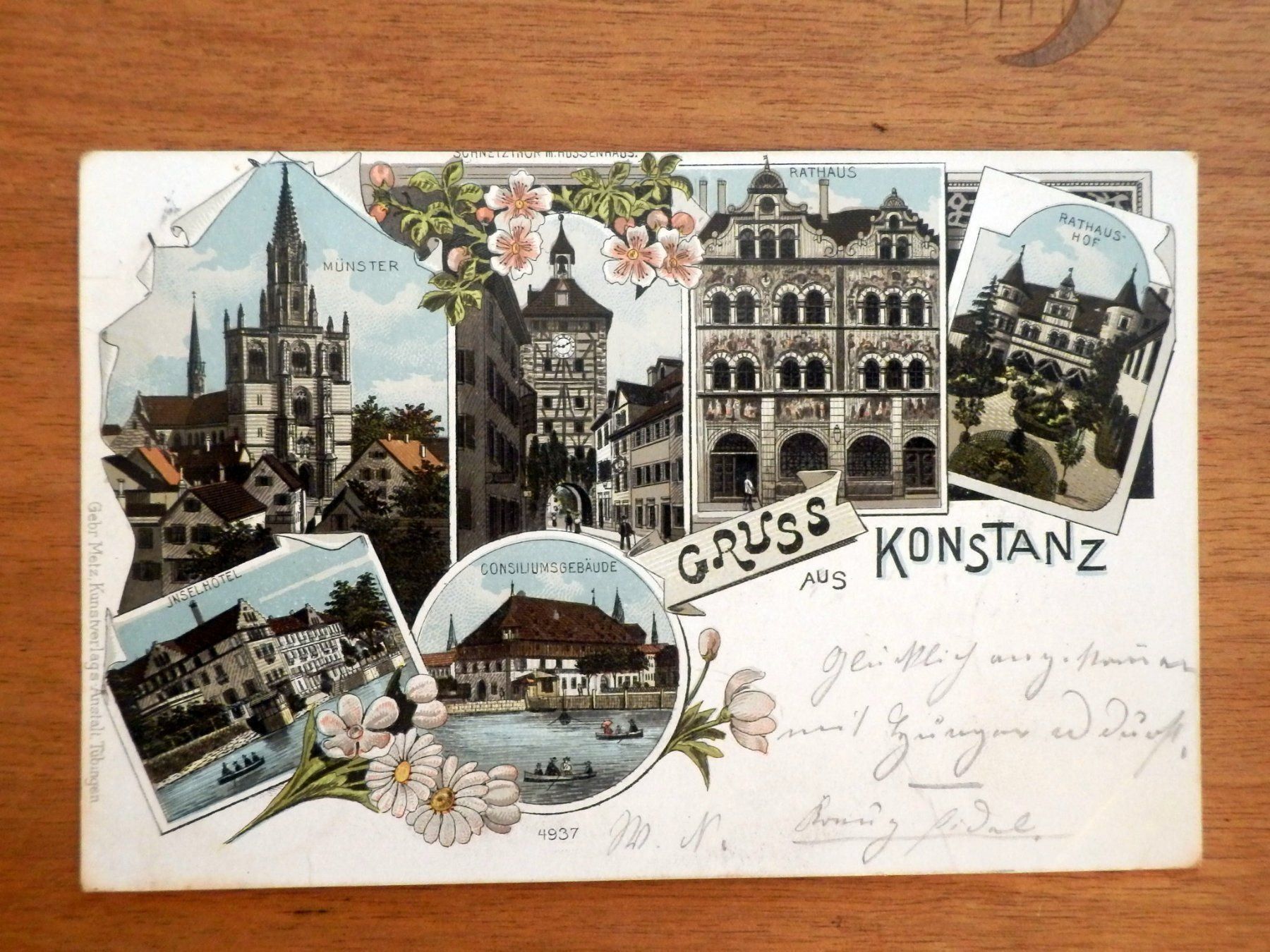 Ansichtskarten: Lithographie: Gruss aus Konstanz 17.5.99 – Gebraucht aus Ueberstorf von dinbau 9