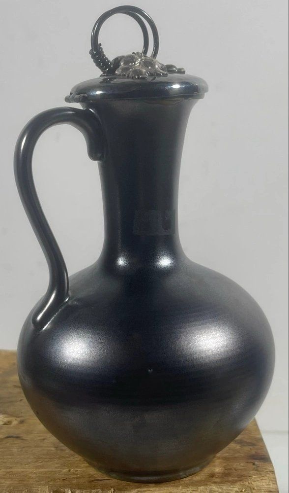Caraffe: Keramikkrüglein Jugendstil mit Silberdeckel, Top Zustand – Usato da Zug venduto da roott65 4