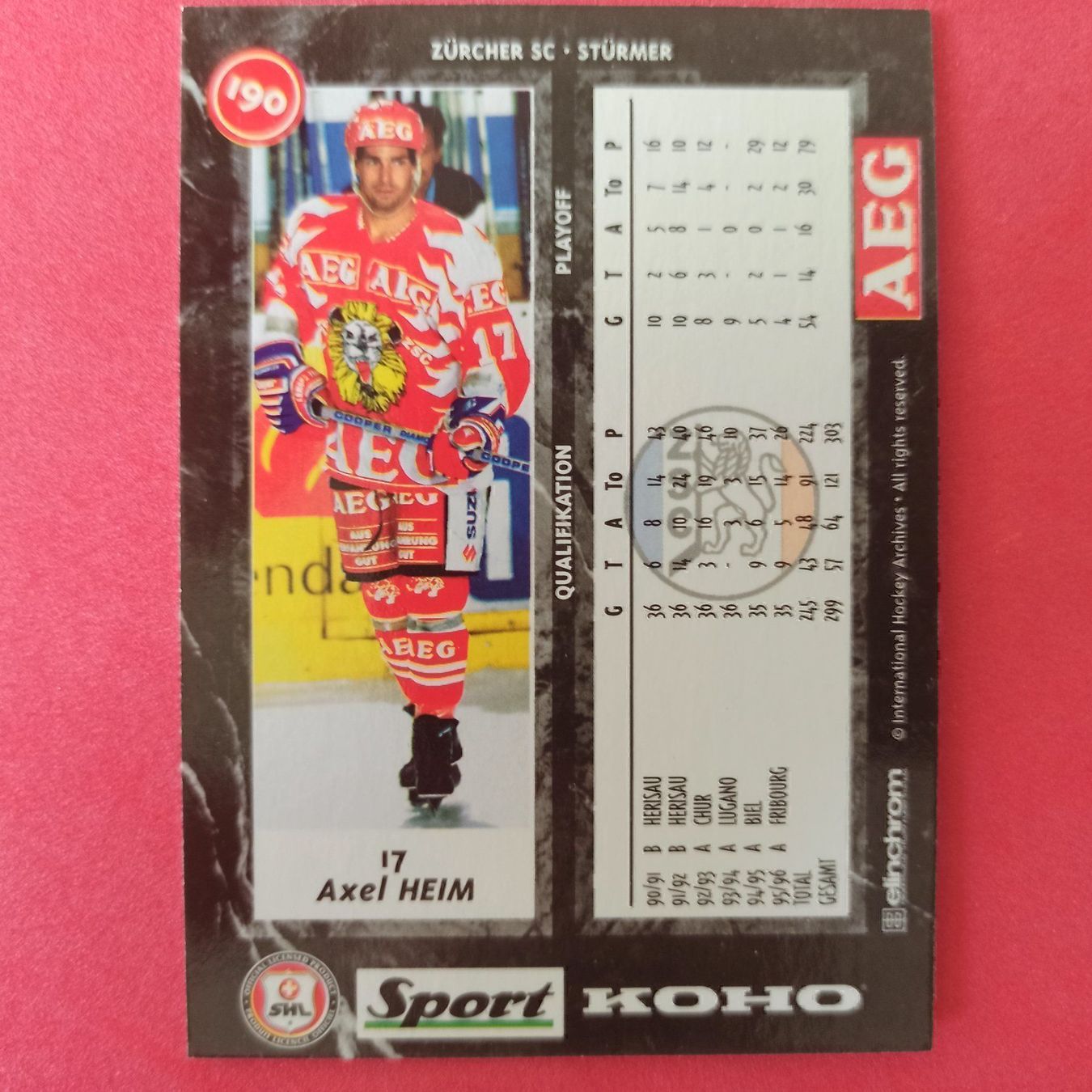 Cartes à collectionner: Alex Heim - ZSC CARD - 1996/97 – D'occasion à Dübendorf par kb86_MOVIE 1