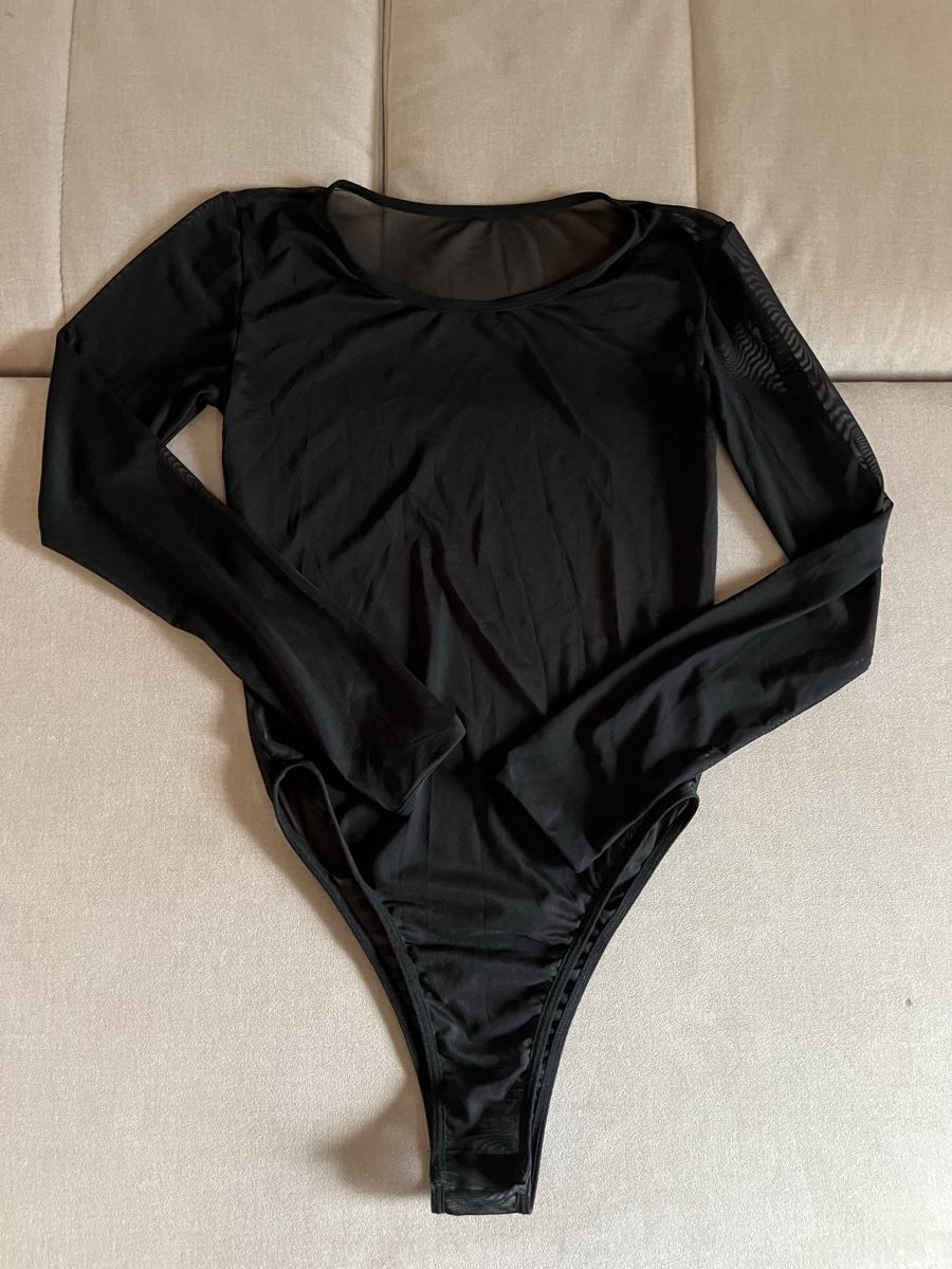 Tops: Durchsichtiger, schwarzer Body mit langen Ärmeln  – Neu (gemäss Beschreibung) aus Cunter von tiramisuuu_