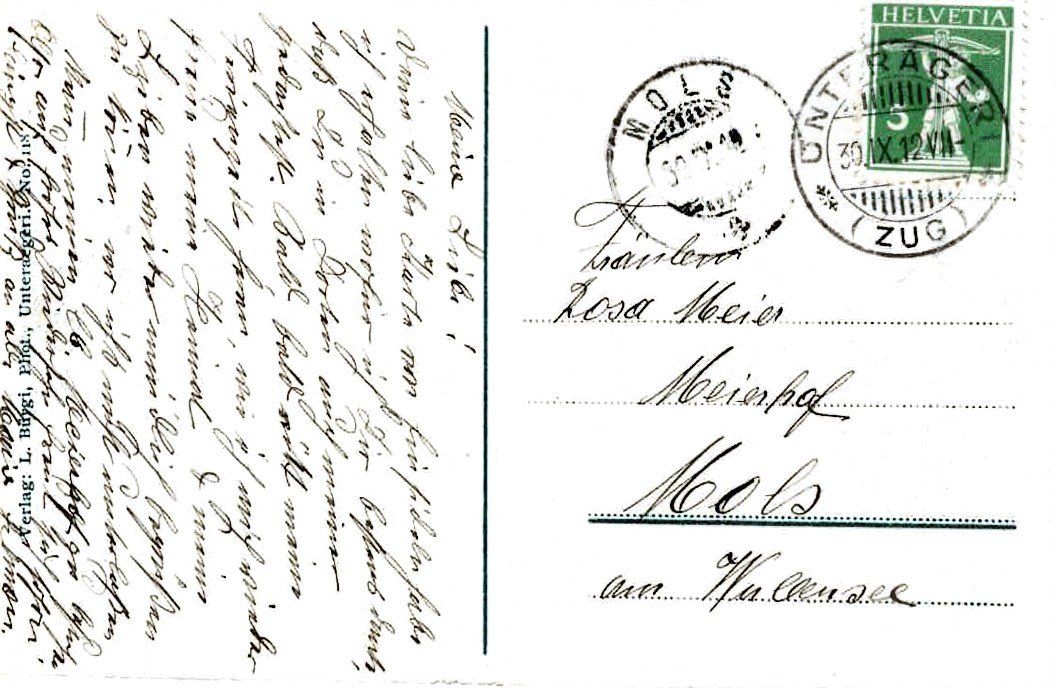 Cartoline postali: Ansichtskarte Aegeri-See Dr. Weber's Schulsanatorium - 1912 – Usato da Flums venduto da Guscha1 1