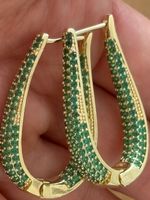 Luxus Elegante Creolen Ohrschmuck Ohrstecker Farbe:Gold/Grün