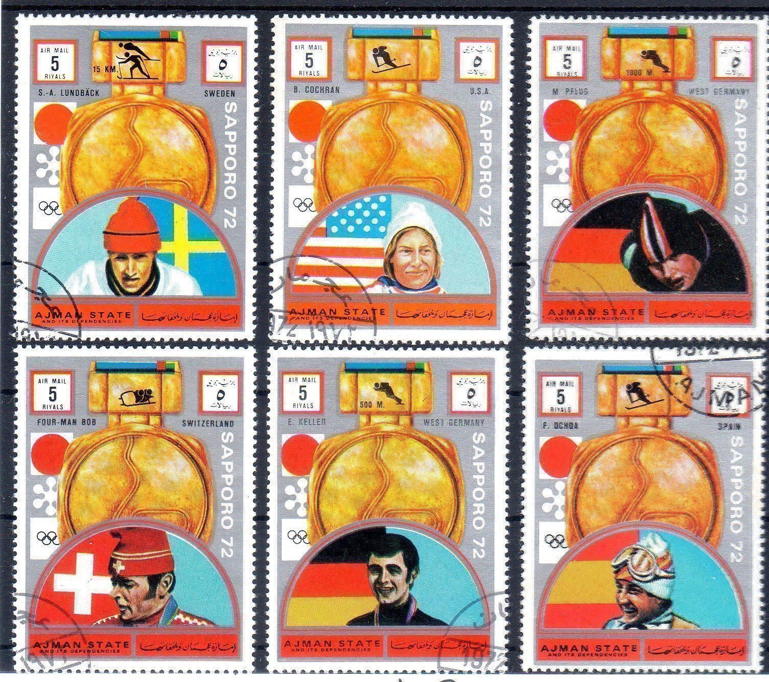 Tutti i francobolli: MEDALLIENGEWINNER SAPPORO 72 / AJMAN GESTEMPELT - E179 – Usato da Losone venduto da EM2019