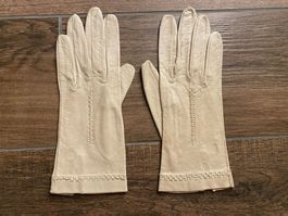Lederhandschuhe creme beige Gr. 7 / 7¼