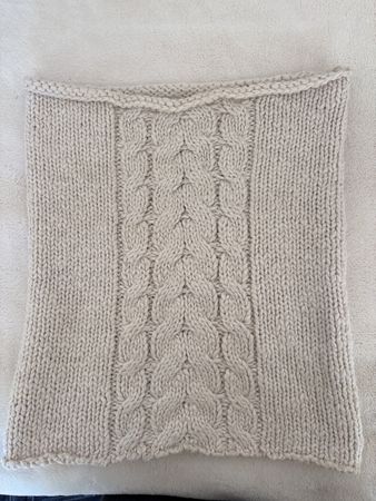 top bandeau en laine beige tricoté à torsades, taille M
