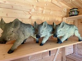 Lot de 3 figurines sanglier d'extérieur décoration jardin