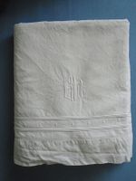 übergrosses antikes LEINTUCH mit Monogramm, Oberleintuch