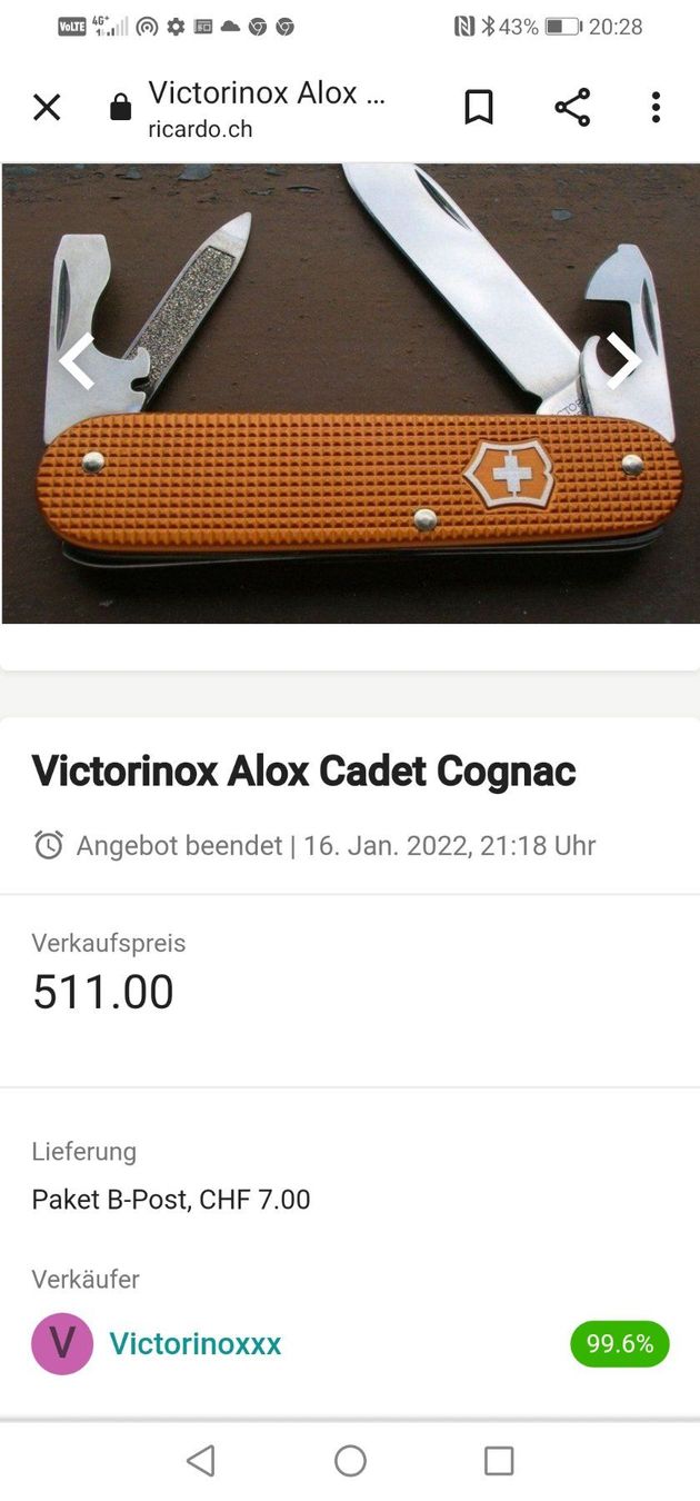 Victorinox Coltelli tascabile: Victorinox Alox Cadet Cognac – Nuovo e nell'imballaggio originale da bitsch venduto da Victorinox1970 2
