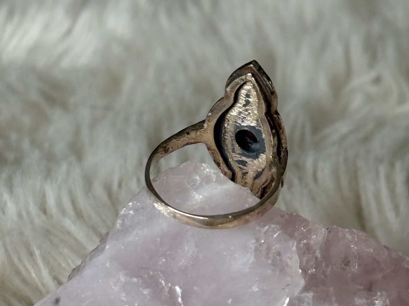 Anelli: Vintage Silberring 925 mit rotem Stein – Usato da Istighofen venduto da Ringparadies 1