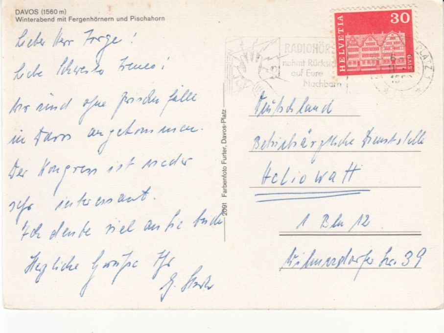 Cartoline postali: Davos 1960 – Usato da Bürglen TG venduto da StampGraf 1