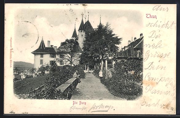 Cartoline postali: AK Thun, Weg zur Burg, 1901 – Usato da Berlin venduto da bartko-reher