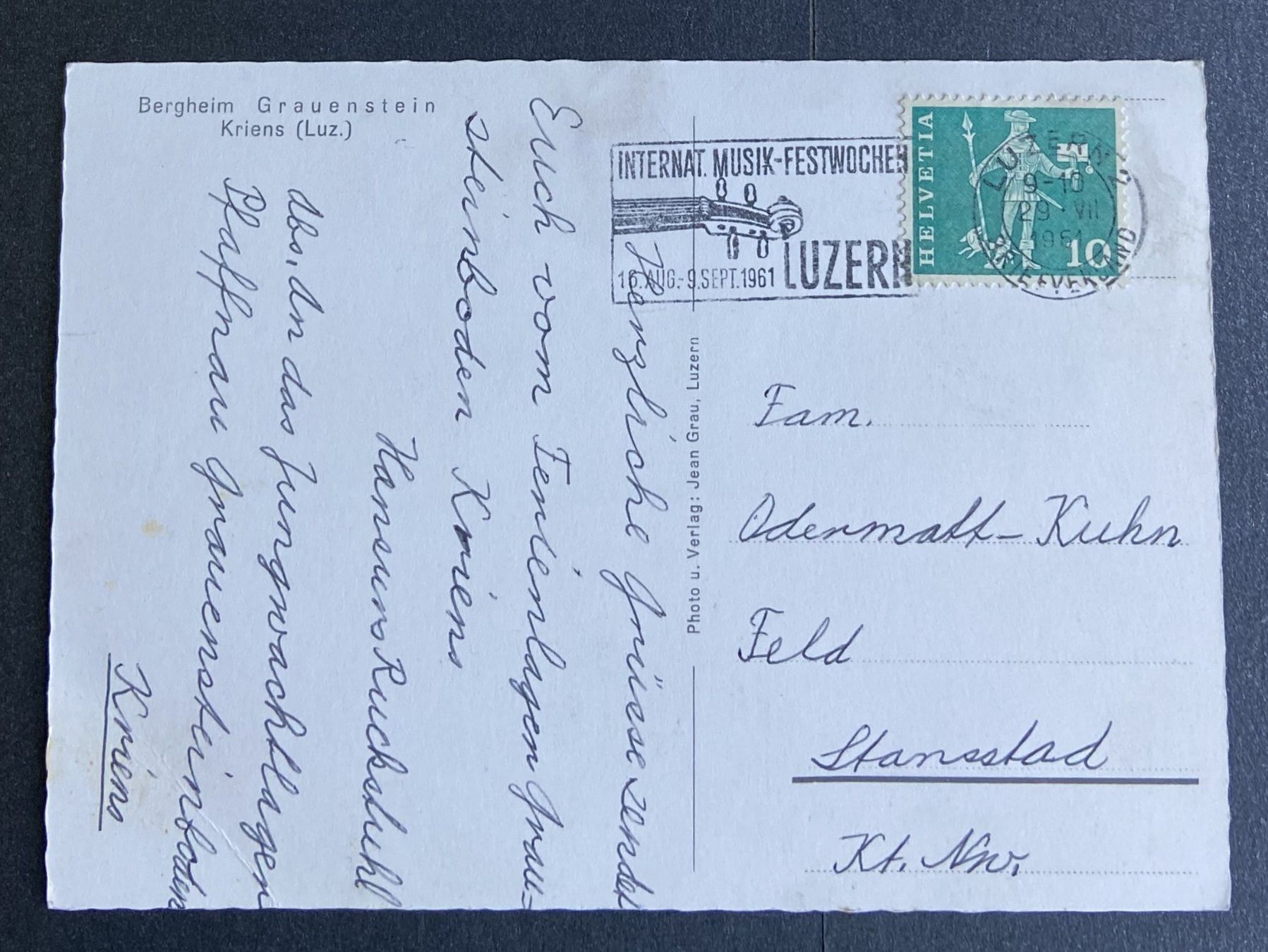 Cartoline postali: AK Bergheim Grauenstein Kriens Luzern – Usato da Böckten venduto da Hansi36 1