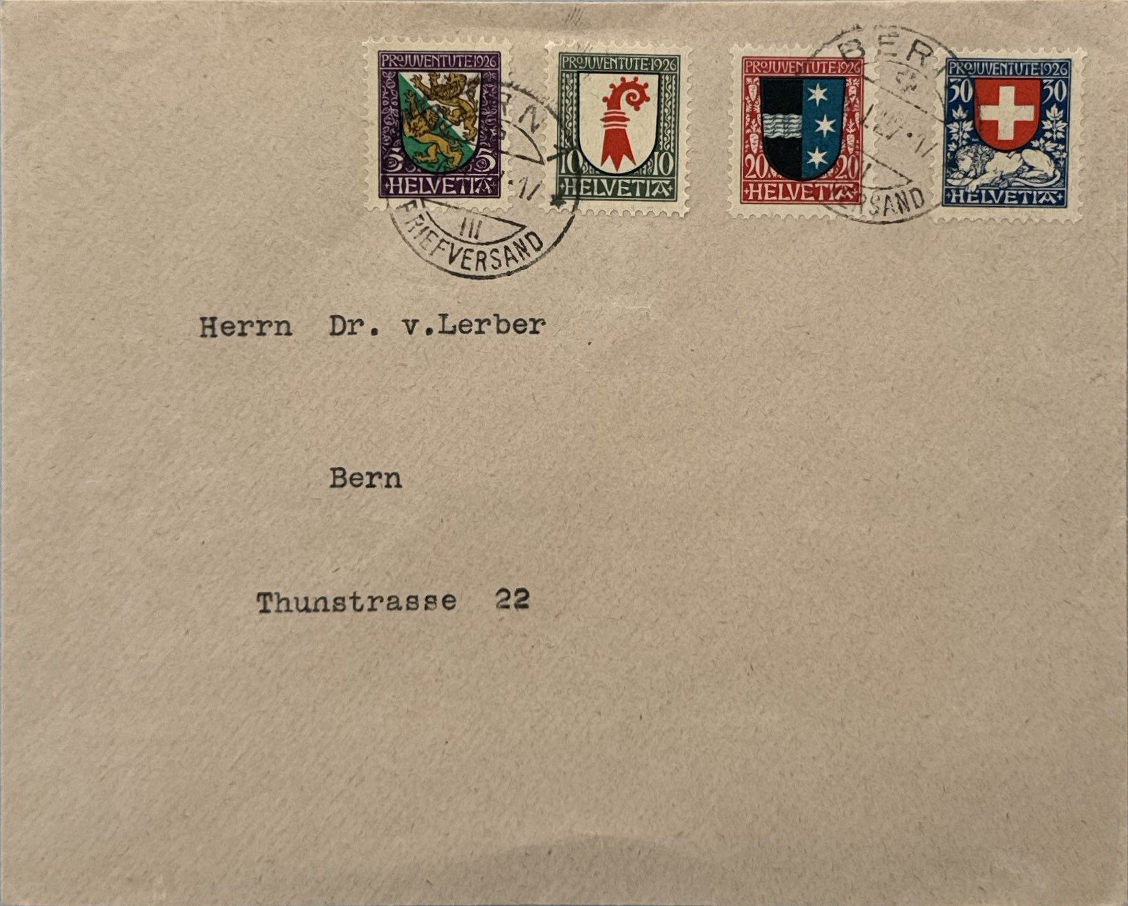 Tutti i francobolli: Pro Juventute 1926 Satzbrief – Usato da St. Niklausen LU venduto da Gypsi61