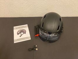 E-Bike Helm Star mit Licht und Visier schwarz , L/XL