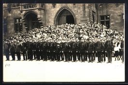Foto-AK Saarbrücken, Feuerwehrtag, Grup
