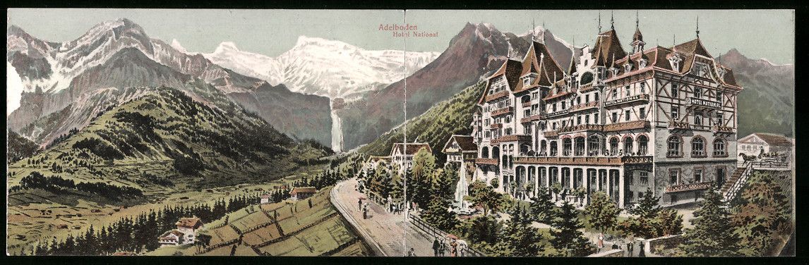 Cartoline postali: Klapp-AK Adelboden, Hotel National – Usato da Berlin venduto da bartko-reher