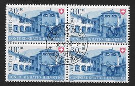 1948: Pro Patria 30 Rp.Viererblock Nr.B41 Zürich