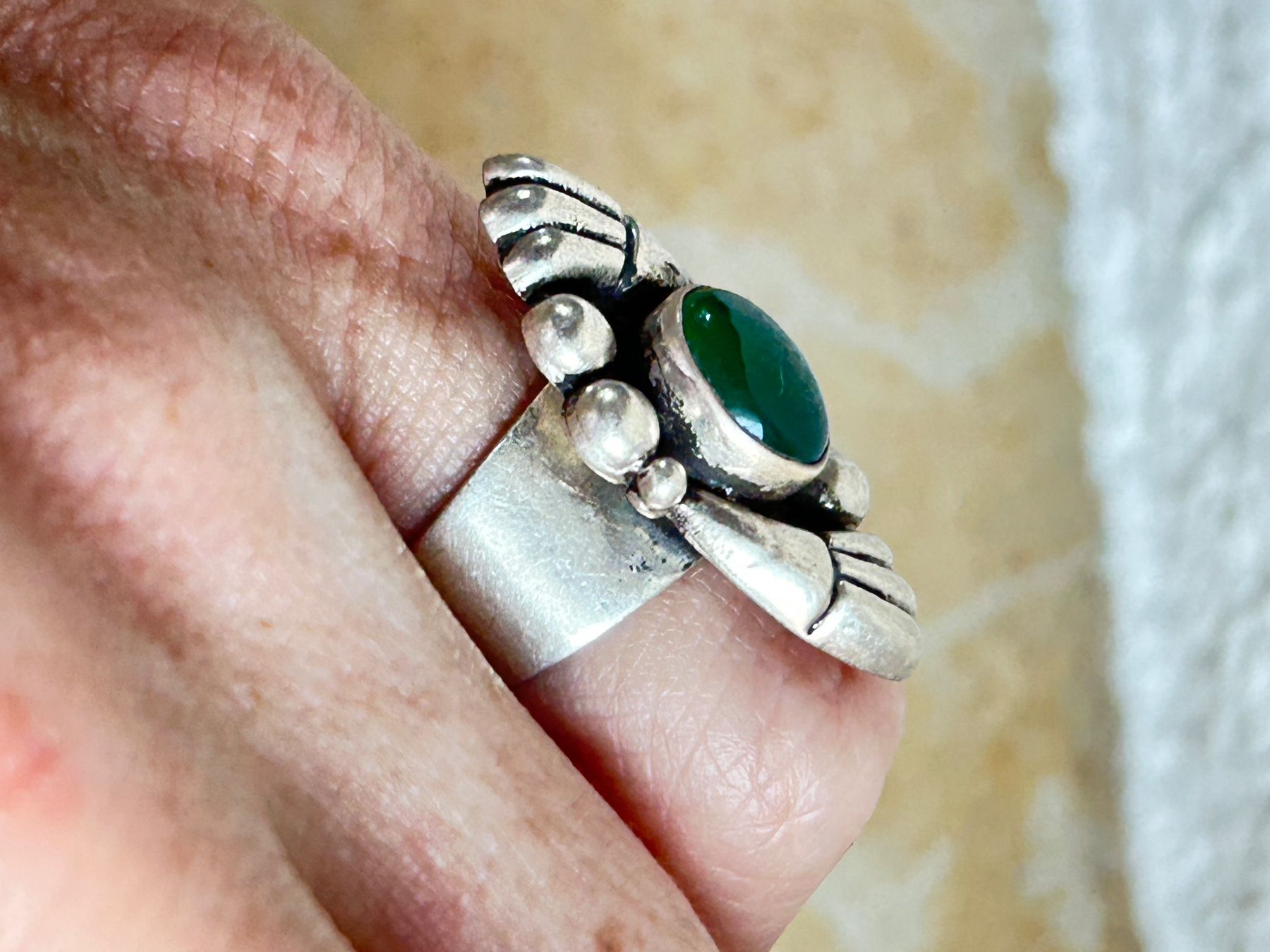 Ringe: Silber Ring mit grünem Stein, Vintage Stil, Grösse 52 – Gebraucht aus Dittingen von Bijoubelle 3