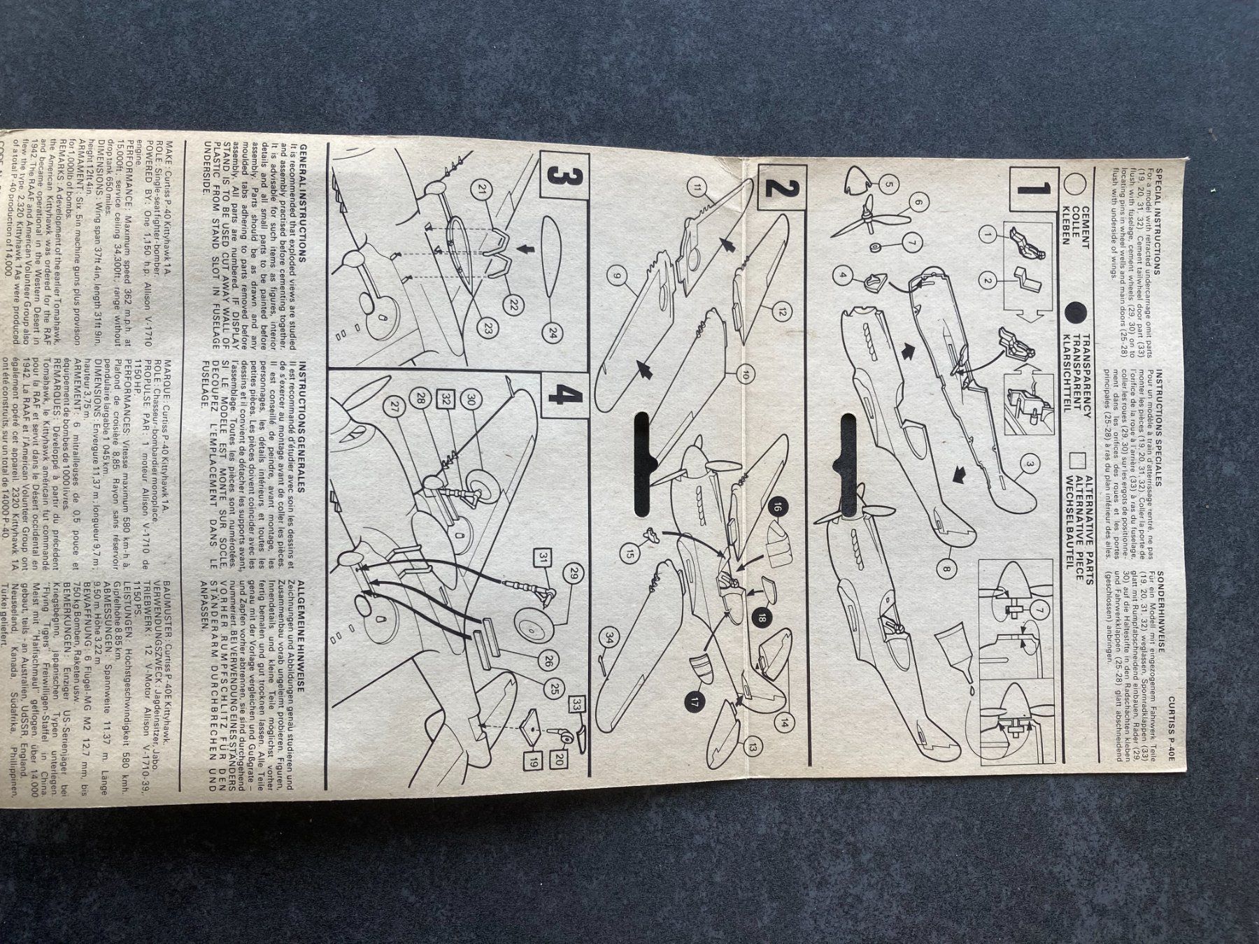 Airfix Kit di modellismo & Modellini statici: VINTAGE: Airfix P-40E Kittyhawk 1/72 – Usato da Höri venduto da Treblink 1