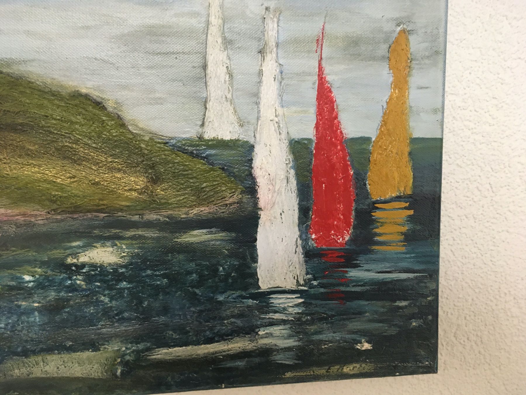 Dipinti: Boot, Meer,  Acryl Mischtechnik, Elisabeth Marti – Usato da Rheineck venduto da emma.gut 2