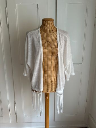 COTTON ON - Strickjacke weiss mit Fransen XS