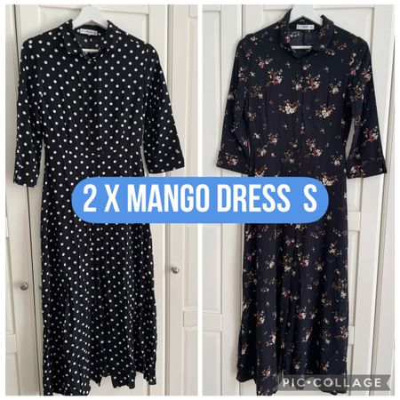 2 x Kleider MANGO schwarz Punkte gemustert Grösse S 