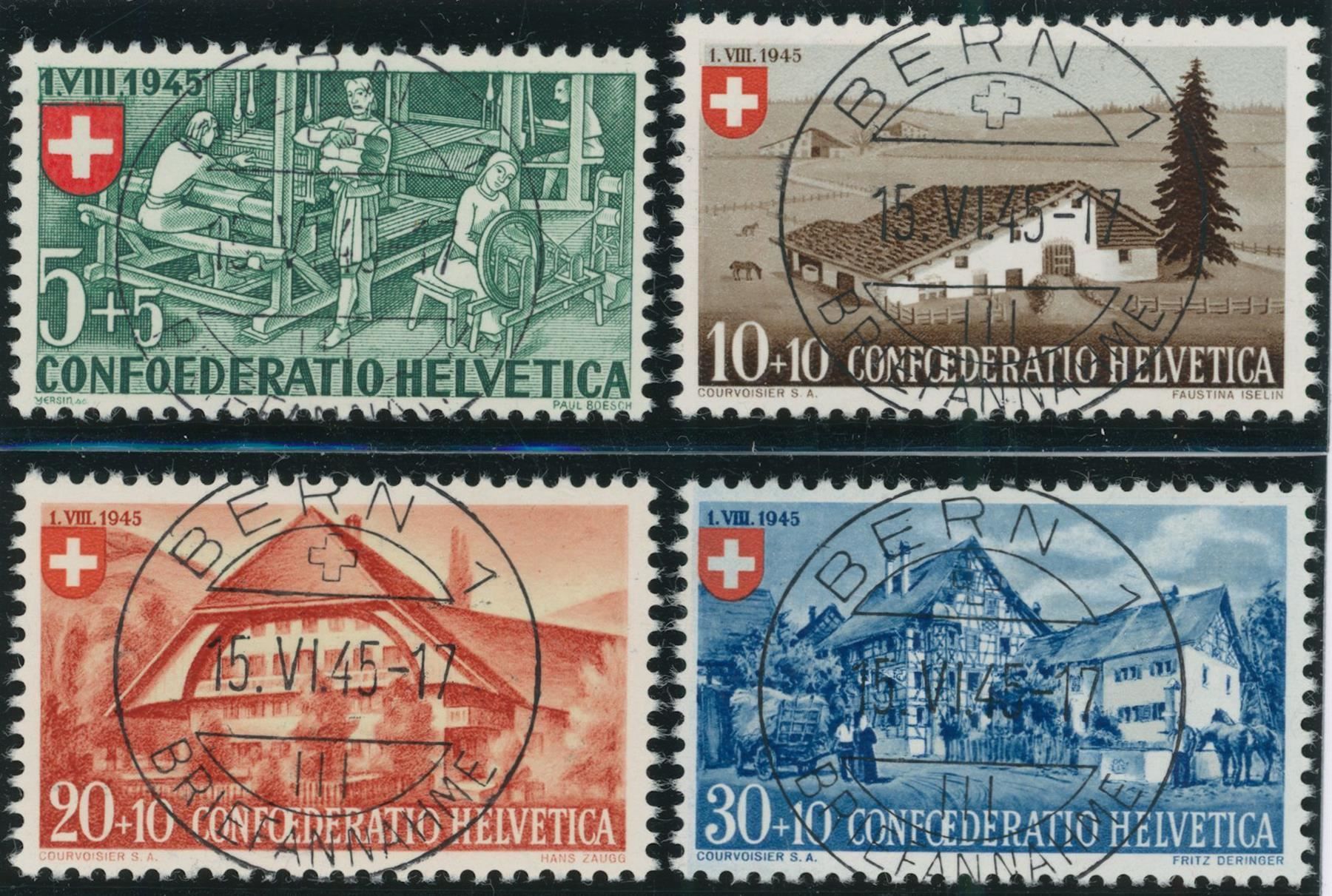 Alle Briefmarken: 1945 - Pro Patria - ET Voll Stempel – Gebraucht aus Schindellegi von leecollect