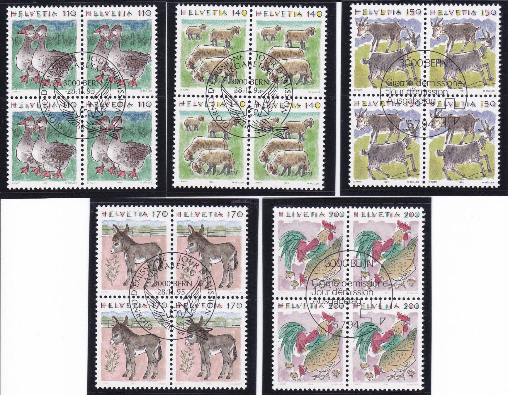 Alle Briefmarken: ET 4er Block Tiere 1990-1995 – Neu (gemäss Beschreibung) aus Schliern b. Köniz von joni20 7