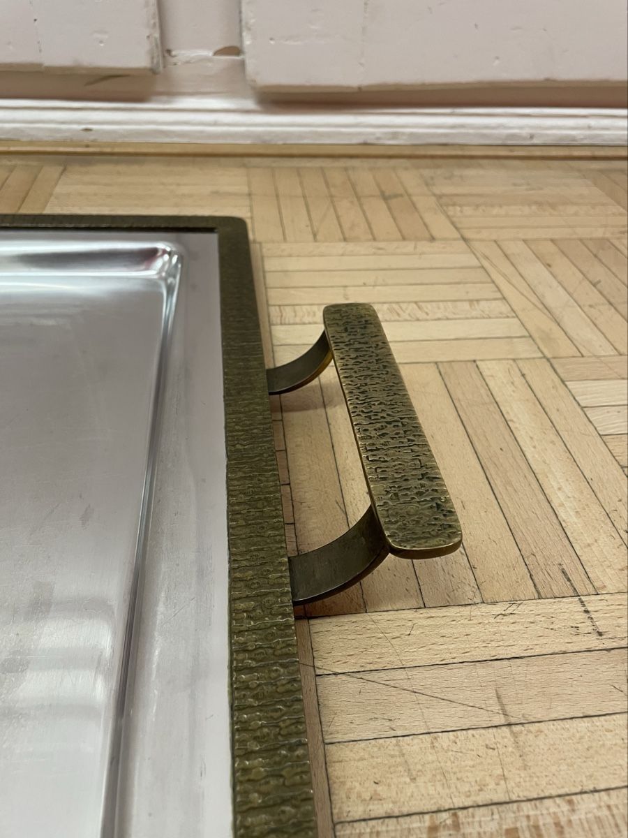 Servierplatten: Kolossales Bronze Serviertablett Brutalismus Tablett vintage – Gebraucht aus Zürich von Vintagewiesel 3