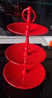 Rote Etagere, Vintage Servierständer, 3-stöckig, Top Deko!