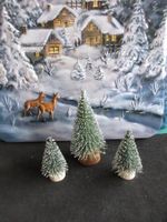 3 Mini Tannenbäume beschneit, Winterdeko Puppenstube, Krippe