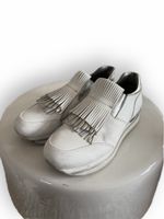 Baskets Hogan cuir blanc argenté avec franges état moyen